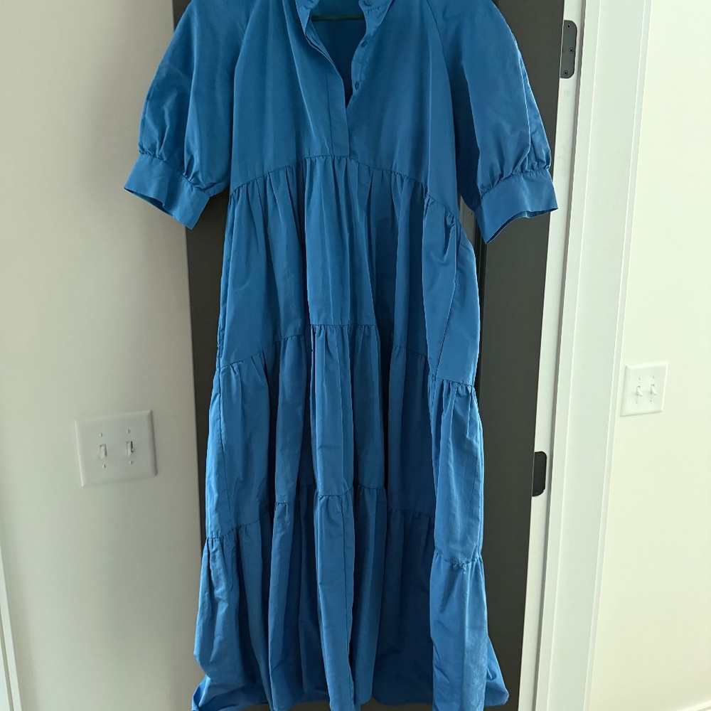Blue Zara tiered midi dress size M